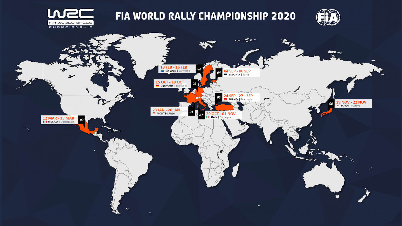 Noul calendar pentru WRC 2020